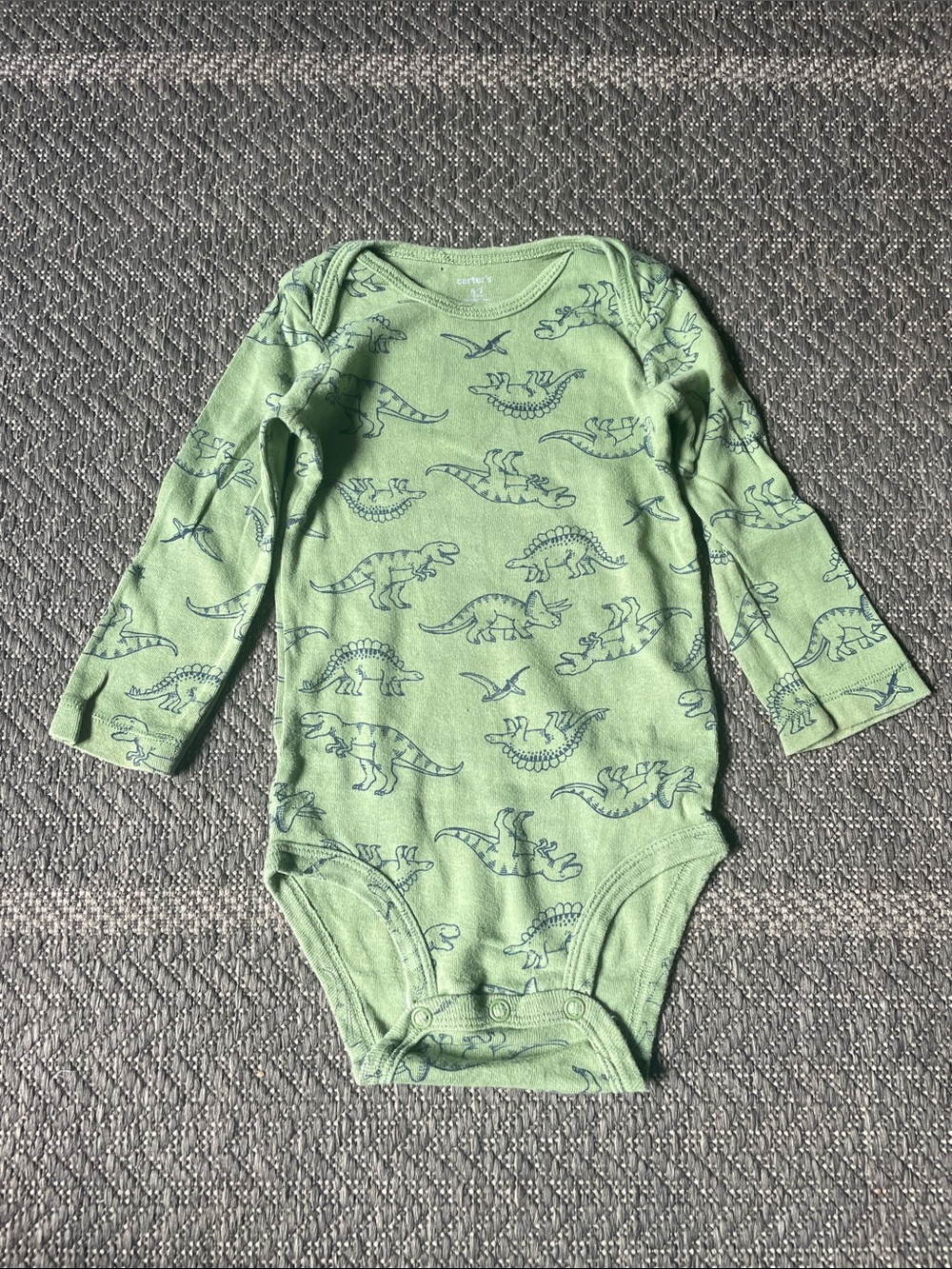 Carter's Light Green Long-Sleeve Dinosaur Print Bodysuit